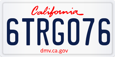 CA license plate 6TRG076