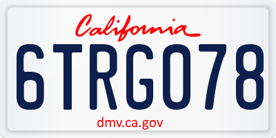 CA license plate 6TRG078