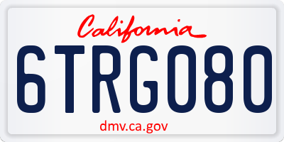 CA license plate 6TRG080