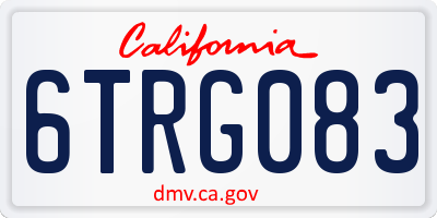 CA license plate 6TRG083