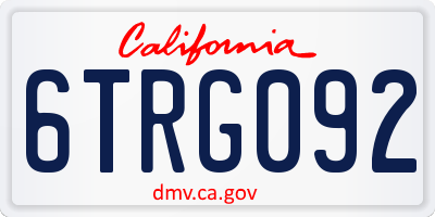 CA license plate 6TRG092
