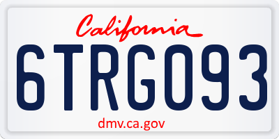 CA license plate 6TRG093
