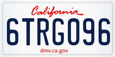 CA license plate 6TRG096
