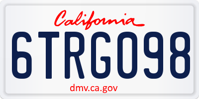 CA license plate 6TRG098