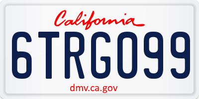 CA license plate 6TRG099