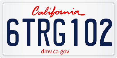 CA license plate 6TRG102
