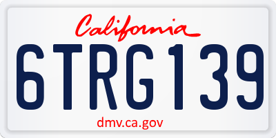CA license plate 6TRG139