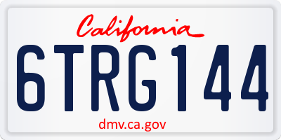 CA license plate 6TRG144