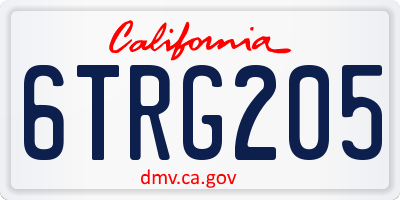 CA license plate 6TRG205