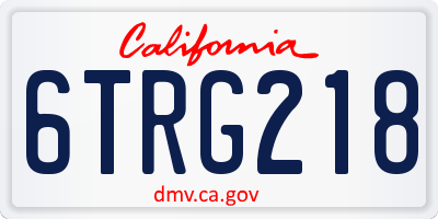 CA license plate 6TRG218