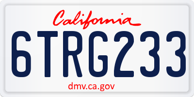 CA license plate 6TRG233