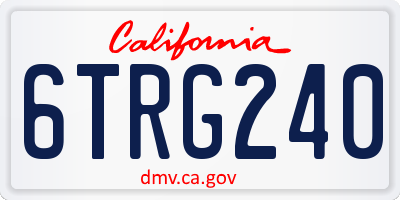 CA license plate 6TRG240