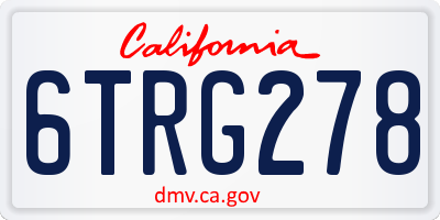 CA license plate 6TRG278