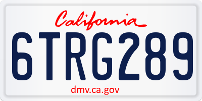 CA license plate 6TRG289
