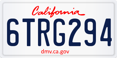 CA license plate 6TRG294