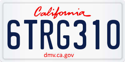 CA license plate 6TRG310