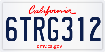 CA license plate 6TRG312