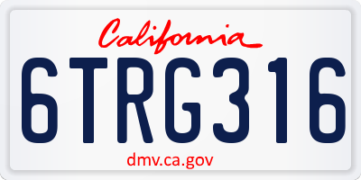 CA license plate 6TRG316