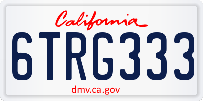 CA license plate 6TRG333