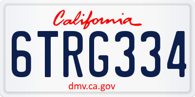 CA license plate 6TRG334