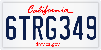 CA license plate 6TRG349