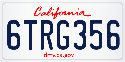 CA license plate 6TRG356