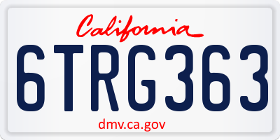 CA license plate 6TRG363