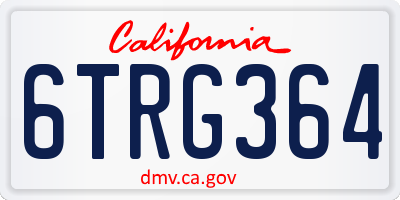 CA license plate 6TRG364
