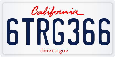 CA license plate 6TRG366