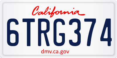 CA license plate 6TRG374