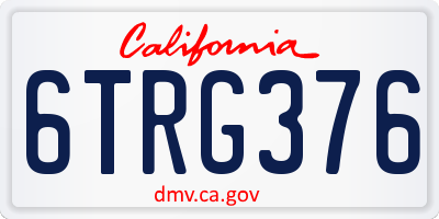 CA license plate 6TRG376