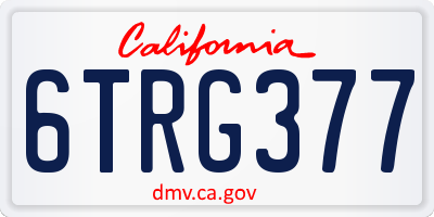 CA license plate 6TRG377