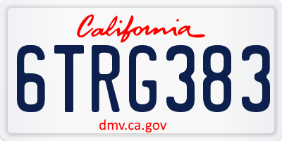CA license plate 6TRG383