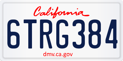 CA license plate 6TRG384