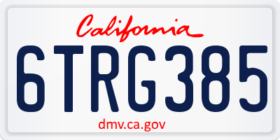 CA license plate 6TRG385