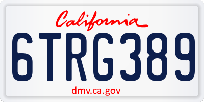CA license plate 6TRG389