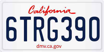 CA license plate 6TRG390