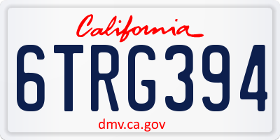 CA license plate 6TRG394