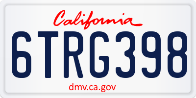 CA license plate 6TRG398