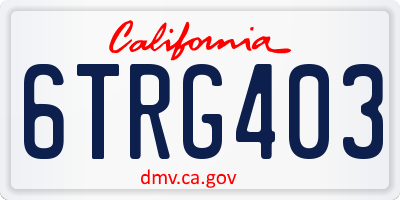 CA license plate 6TRG403