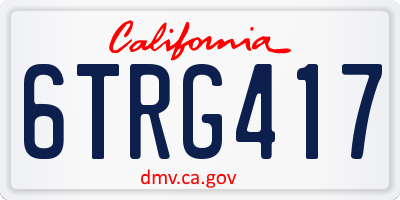 CA license plate 6TRG417