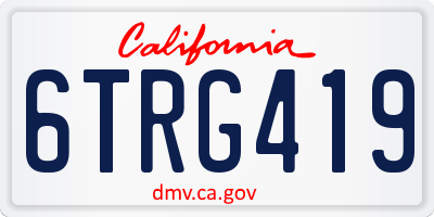 CA license plate 6TRG419