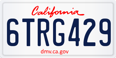 CA license plate 6TRG429