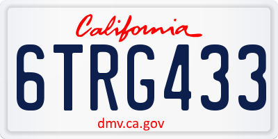 CA license plate 6TRG433