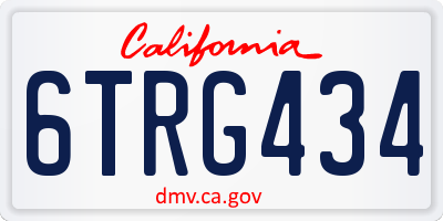 CA license plate 6TRG434