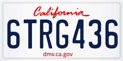 CA license plate 6TRG436
