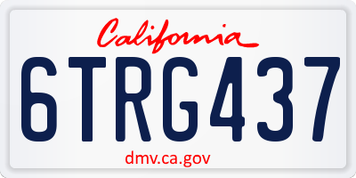 CA license plate 6TRG437