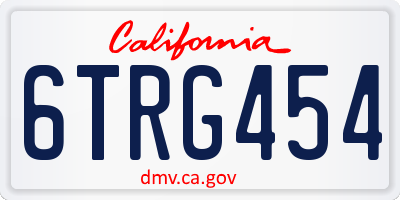 CA license plate 6TRG454