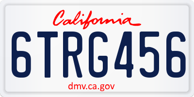CA license plate 6TRG456