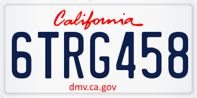 CA license plate 6TRG458